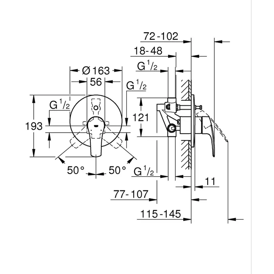 Прихована душова система Grohe Eurosmart New Tempesta 200 (UA25183003)