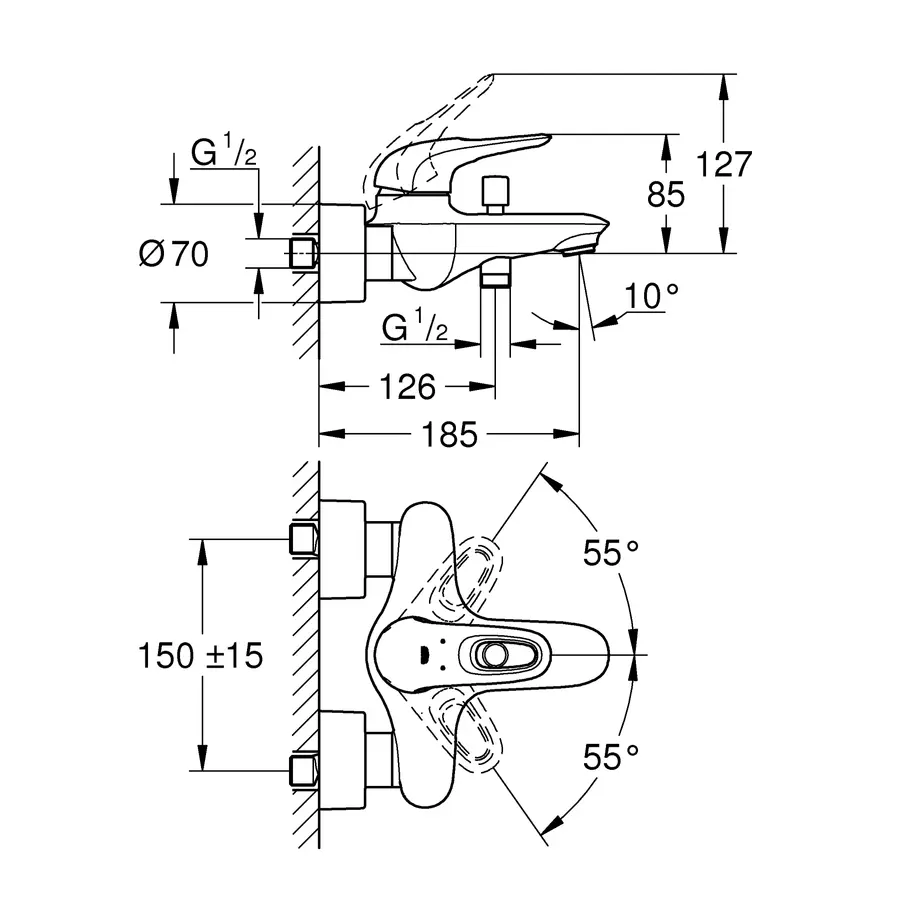 Змішувач для ванни Grohe Eurostyle (33591003)
