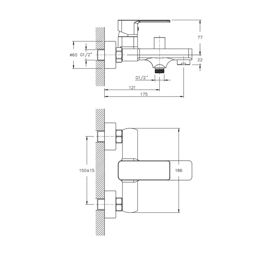 Змішувач для ванни Haiba Kubus 009 (HB0798)