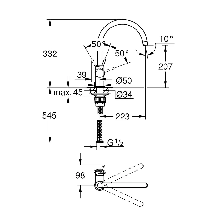 Змішувач для кухні Grohe BauClassic New (31234001)