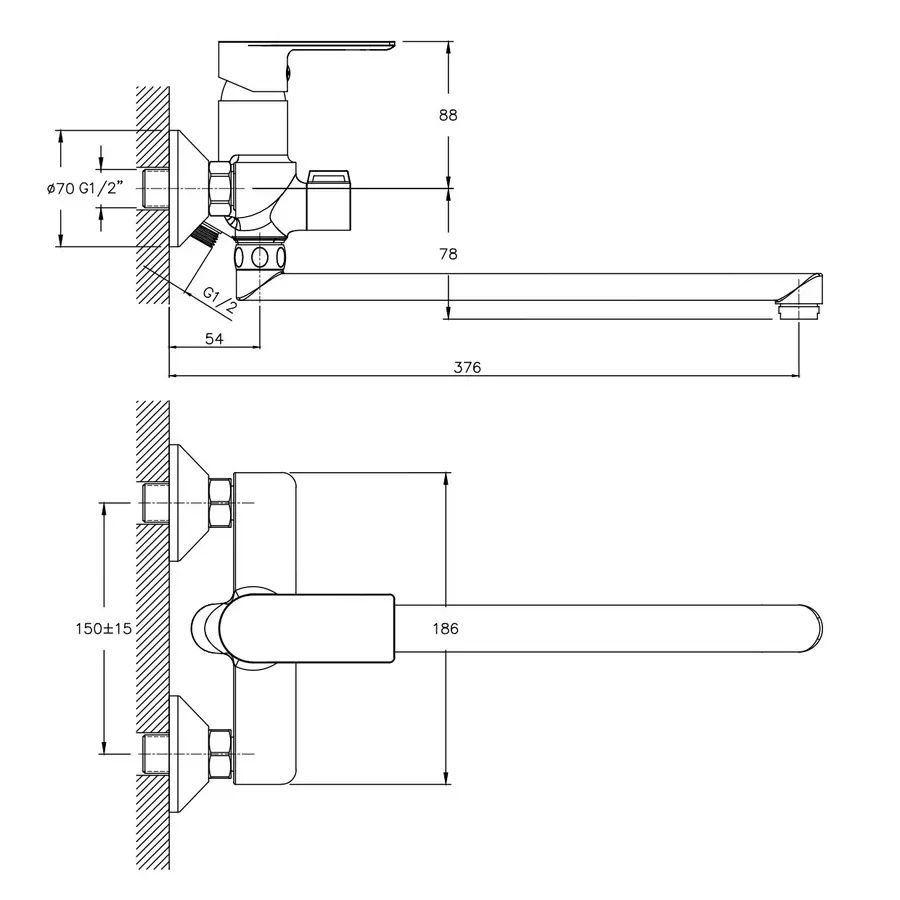 Змішувач для ванни Haiba ALEX 006 EURO (HB0888)