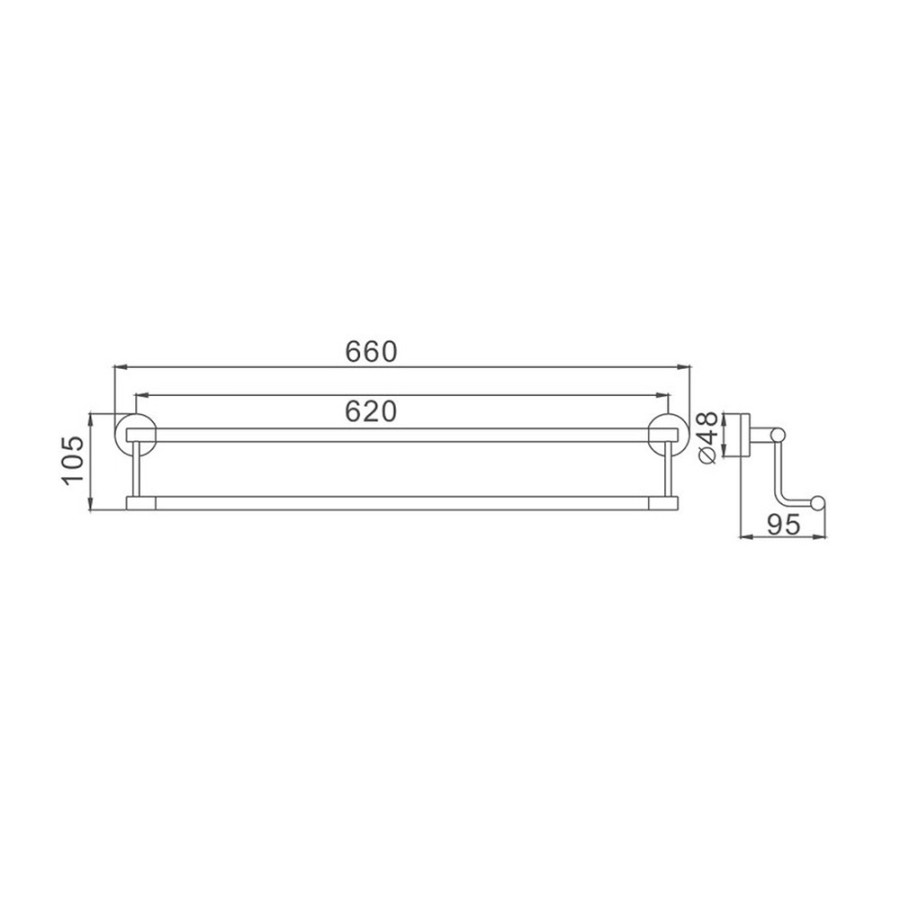 Рушникотримач (2 планки) 550 мм Haiba HB1709 (HB0717)