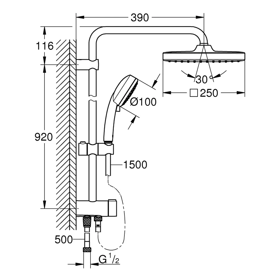 Душова система із перемикачем Grohe New Tempesta Cosmop. System (26694000)
