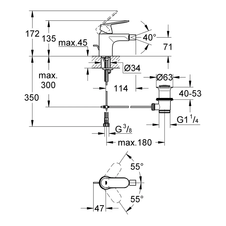 Змішувач для біде Grohe Eurosmart Cosmopolitan (32839000)