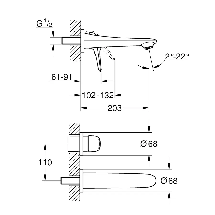 Змішувач для раковини прихованого монтажу Grohe Eurostyle (19571003)