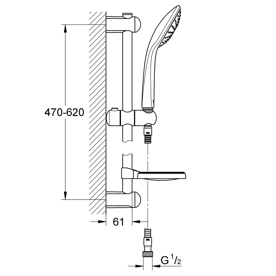 Душовий гарнітур зі штангою, 1 режим струменю Grohe Euphoria (27266001)
