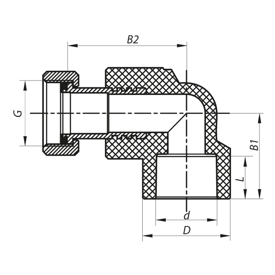 Кут з накидною гайкою 25x3/4F PPR Koer K0145.PRO (KP0183)