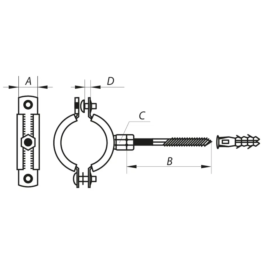 Хомут трубний оцинкований Koer KCB.10.G 1-1 / 4 "(38-43) сірий (KR2787)