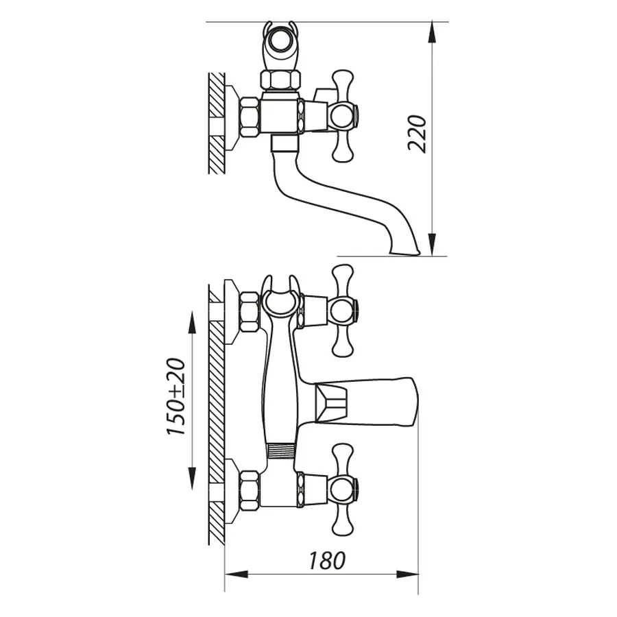 Змішувач для ванни Zerix DAK 827 (ZX0011)