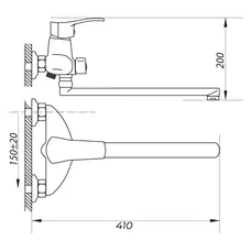 Змішувач для ванни Zerix NHK 180 (ZX0047)
