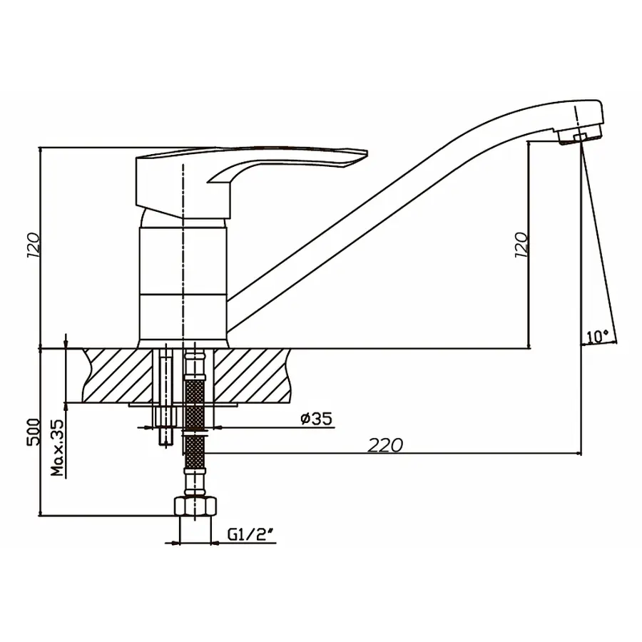 Змішувач для кухні Zerix PED-A 181 (ZX0059)