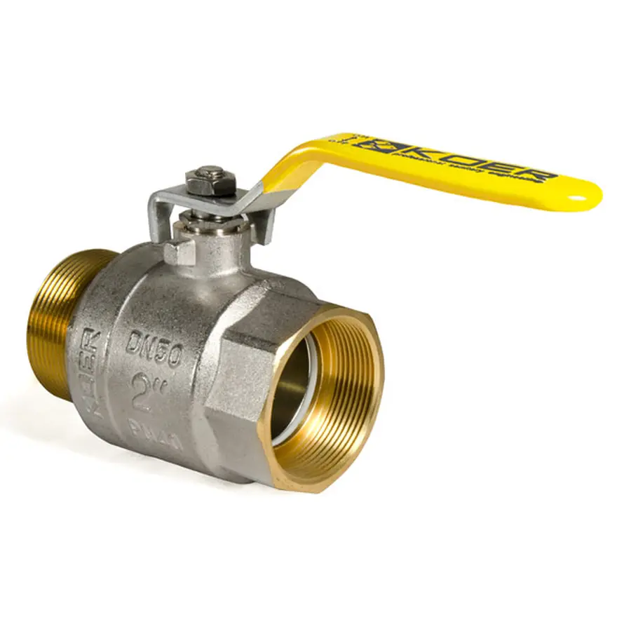 Кран кульовий KOER KR.515.PR.GAS - 2" FM ГШВ YELLOW, ручка "важіль" жовта (KR0065)