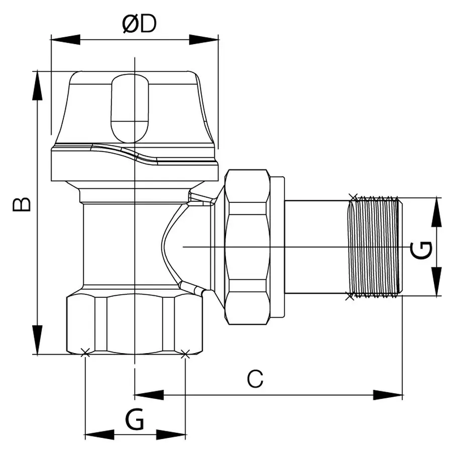 Кран термостатичний кутовий KOER KR.921 - 1" (KR2915)