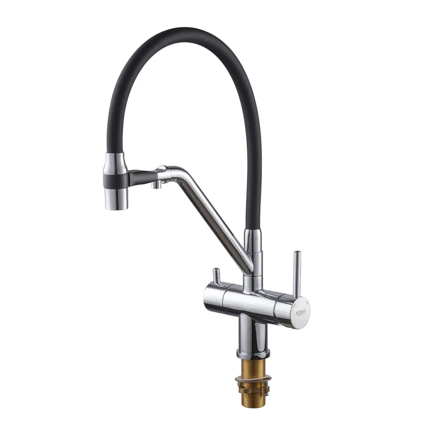 Кухонний змішувач з силік. виливом і вих. для питної води KOER KB-72006-01 (KR3379)