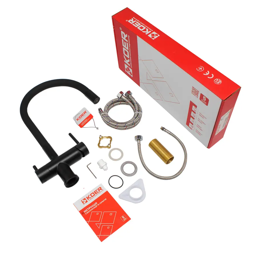 Кухонний змішувач з силік. виливом і вих. для питної води KOER KB-72006-05 (KR3380)