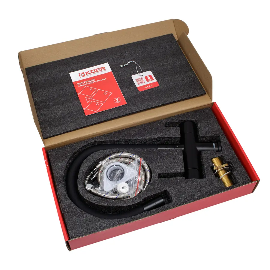 Кухонний змішувач з силік. виливом і вих. для питної води KOER KB-72006-05 (KR3380)