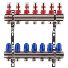 Колекторний блок з витратомірами Koer KR.1110-07 1"x7 ways (KR2644) Колекторний блок з витратомірами Koer KR.1110-07 1"x7 ways (KR2644)
