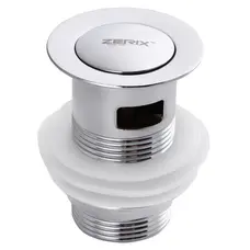 Донний клапан для раковини з переливом Zerix LR66-2 автоматичний (Click-Clack) (Колір хром) 1 1/4'' (ZX2639)