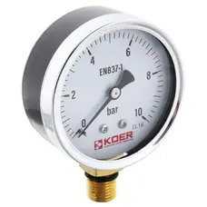 Манометр радіальний KOER KM.610R D 63мм (0-10 bar) 1/4''-1/2'' (KR2902)