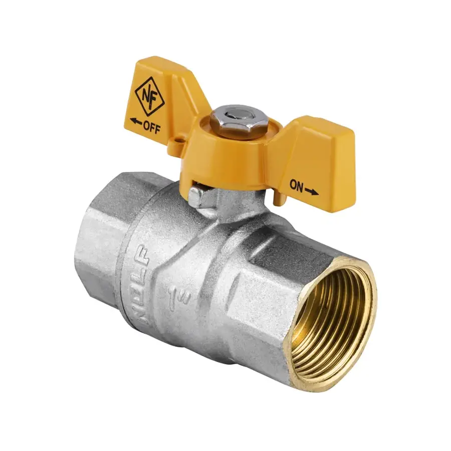 Кран кульовий Nolf NF.712 - 1" FF ГГМ YELLOW, ручка "метелик" жовта (NF2947)