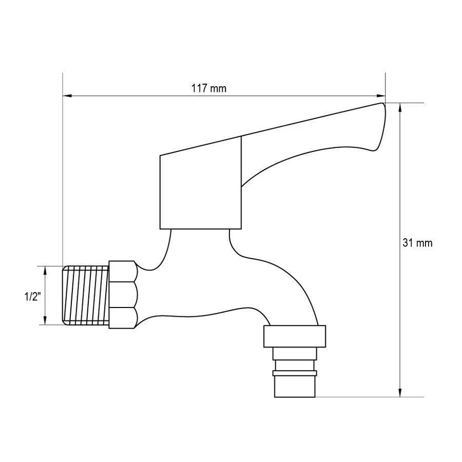 Кран для холодної води 1/2" (Koer KR.252) (KR2725)