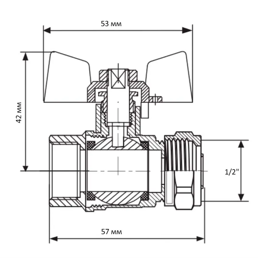 Кран кульовий Koer Wing 16x1/2F (KR.352) (LL1655)