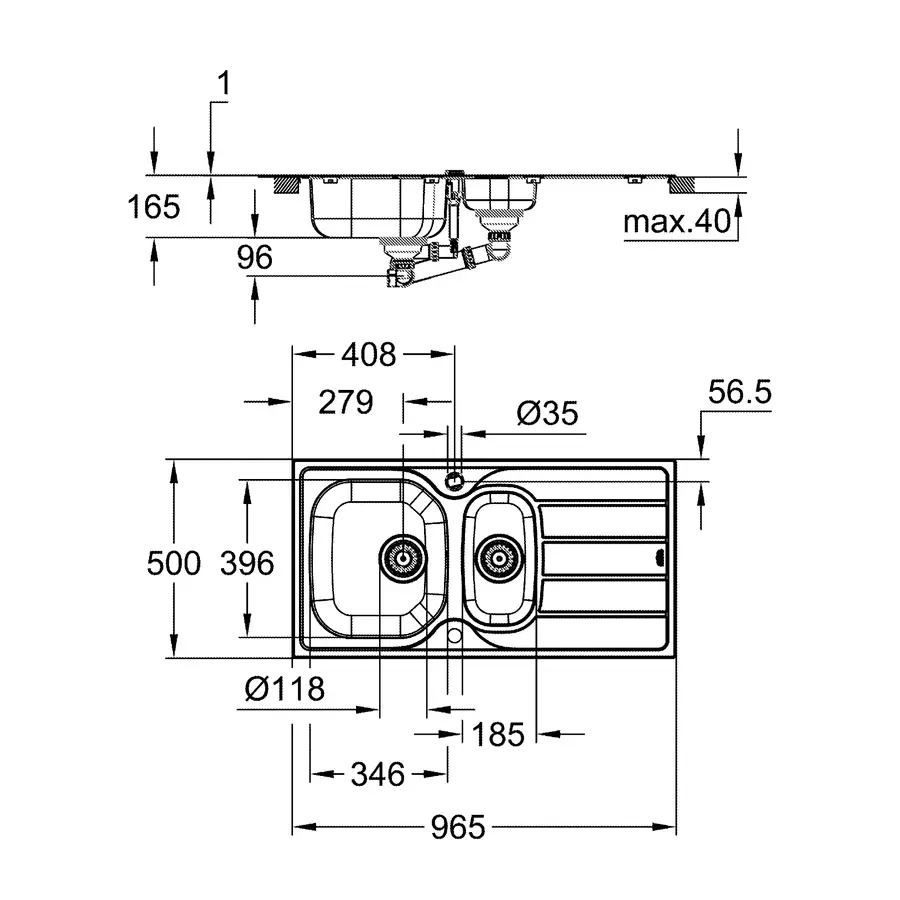 Мийка для кухні із нержавіючої сталі Grohe K200 (31564SD1)