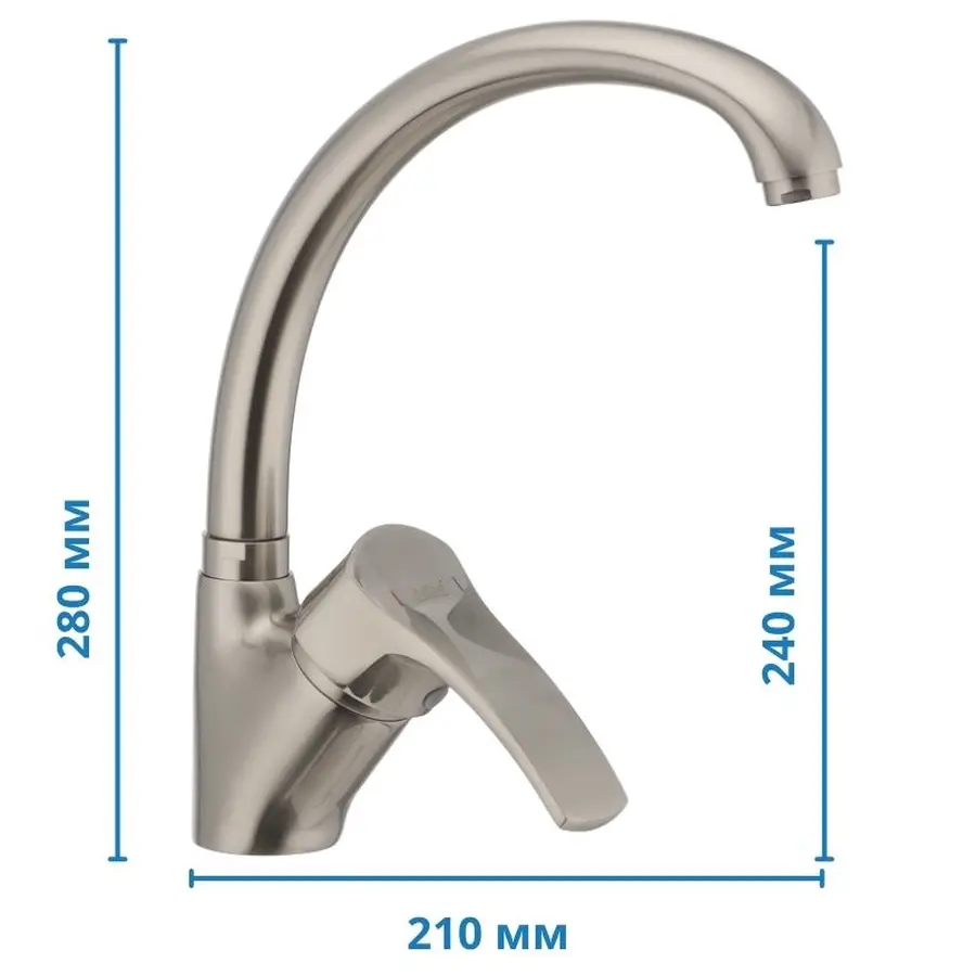 Змішувач для кухні Haiba Focus 011 нержавіюча сталь (HB0922)