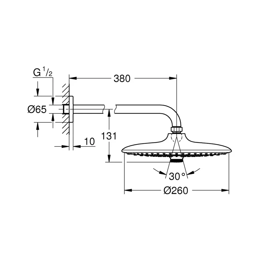 Верхній душ з настінним кронштейном Grohe Euphoria (26458000)