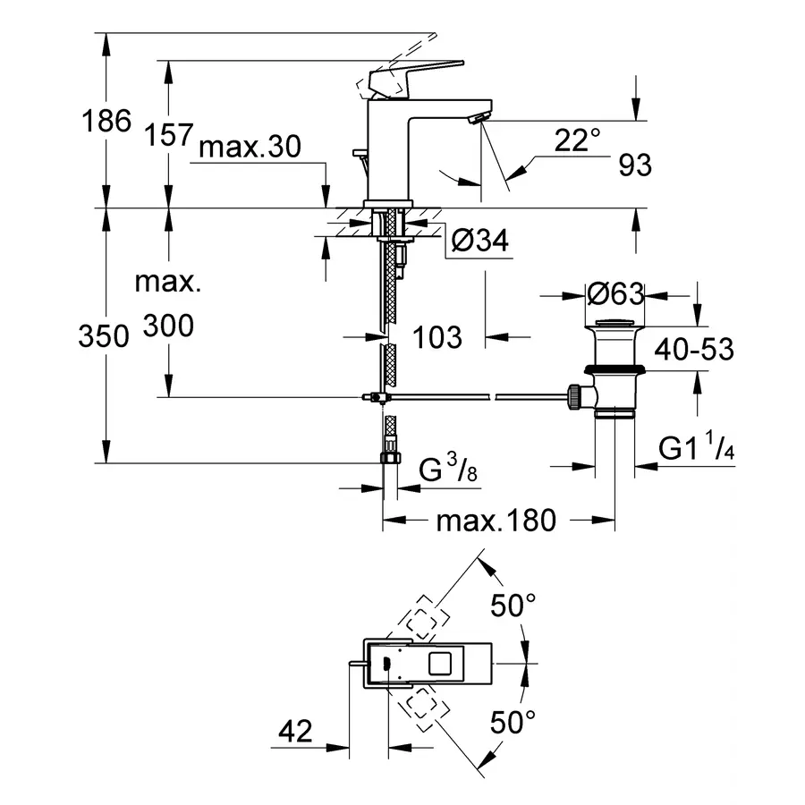 Змішувач для раковини S-розміру Grohe Eurocube (2312700E)