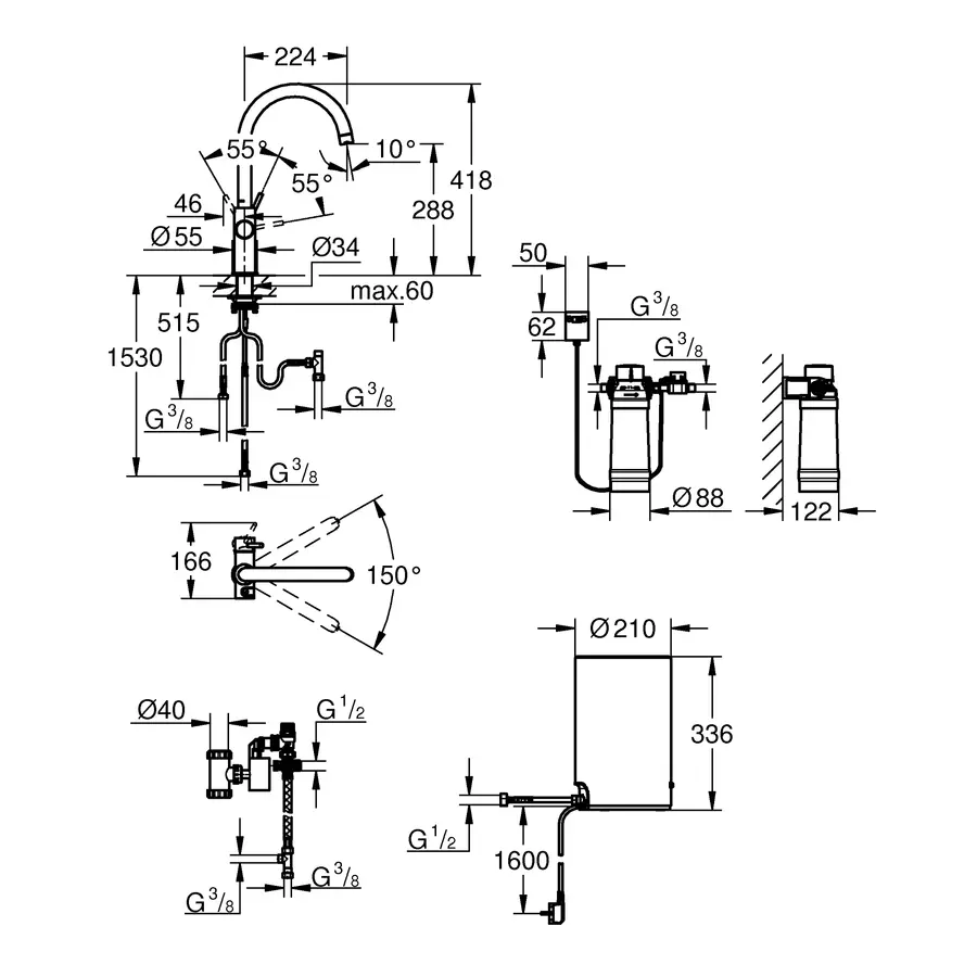 Змішувач і бойлерна система M-розміру Grohe Red II (30083001)