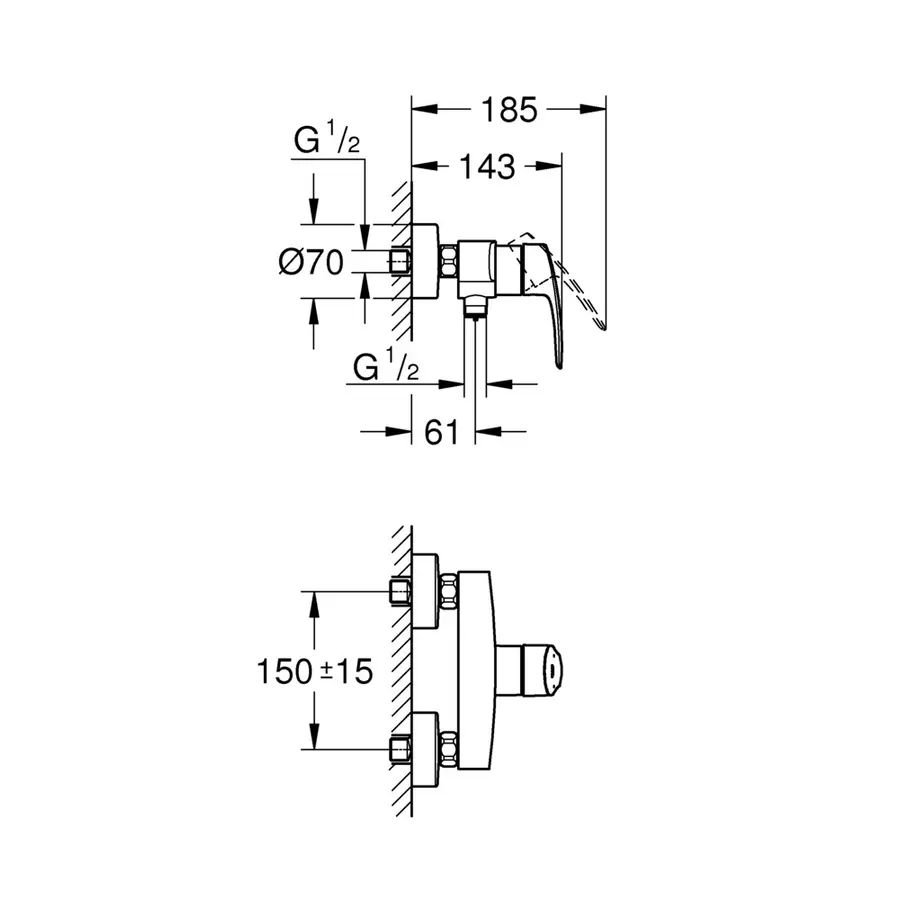 Змішувач для душу Grohe Eurosmart New (33555003)