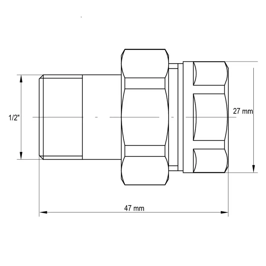 Згін американка 1/2 "прямий Koer KR.341 (KR0131)