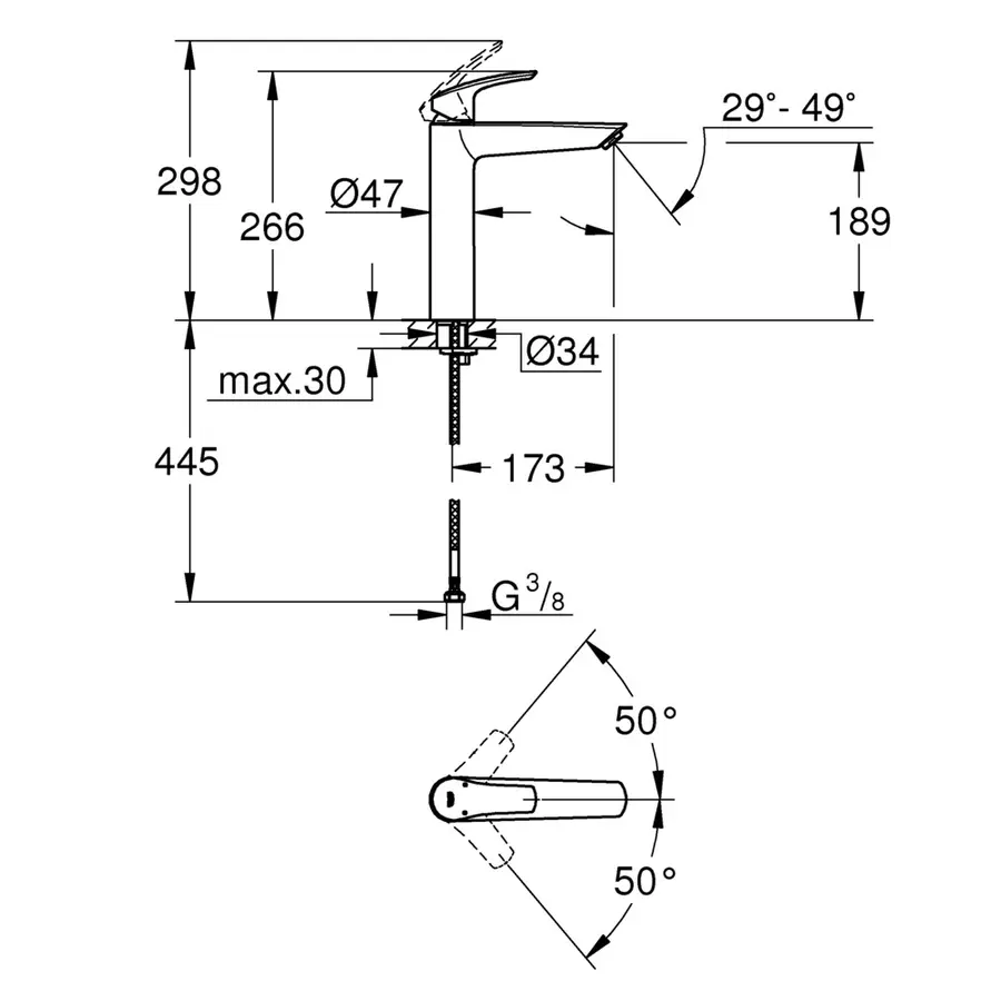 Змішувач на стільницю для раковини XL-розміру Grohe Eurosmart New (23971003)