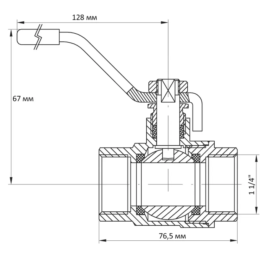Кран кульовий Koer 1 1/4" ГГР (KR.214) (KR0023)