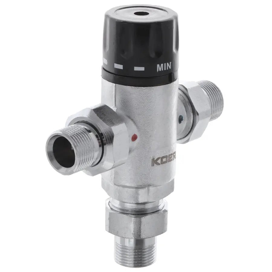 Клапан змішувач термостатичний триходовий 3/4'' (з накидн. гайками) Koer KR.1258 (KR2818)
