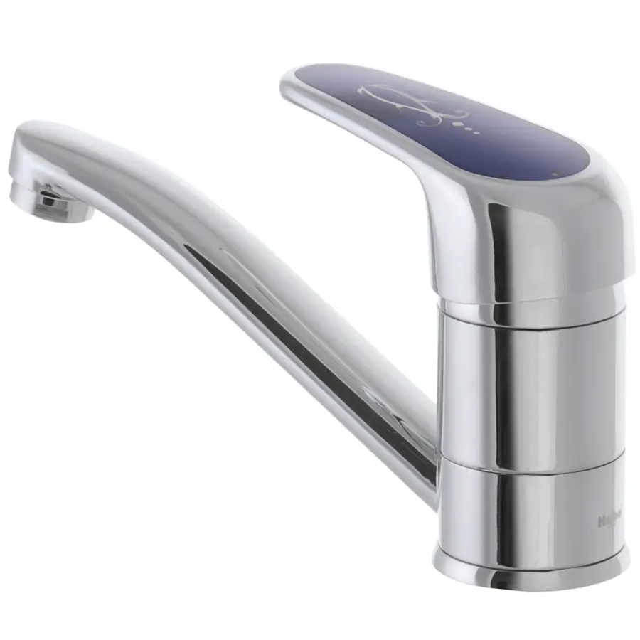 Змішувач для умивальника Haiba Magic 004 з синьою ручкою (вилив 15 см) (HB0666)