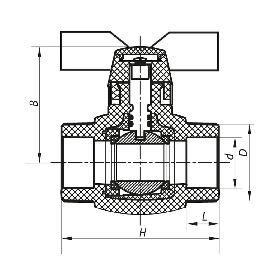 Кран кульовий PPR КШ Koer (метелик) для гарячої води 25 (Koer K0182.PRO) (KP0235)