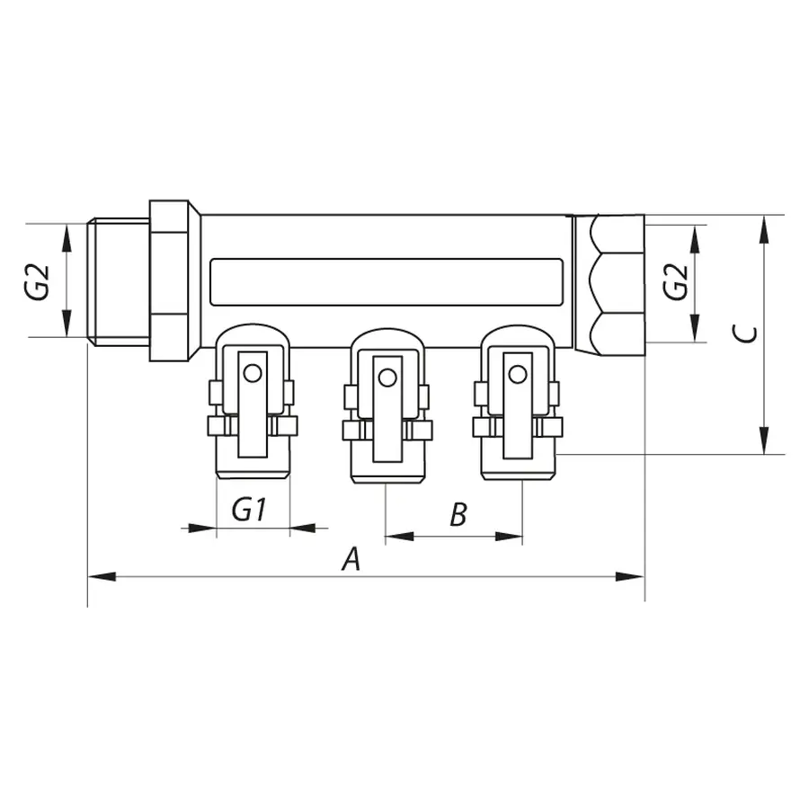 Колектор для теплої підлоги на 3 контура Koer KR.1125-3 3/4"x3 ways (KR2836)