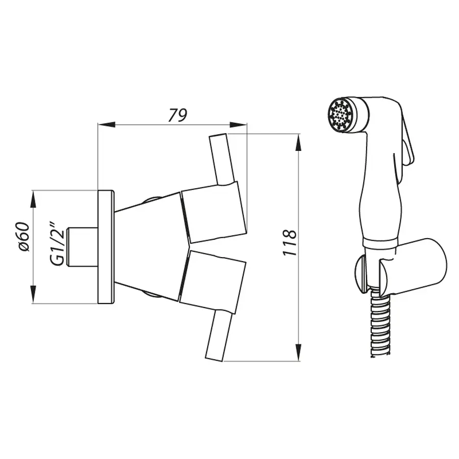 Монокран Zerix LR5398-3 для гігіє. душа і бачка унітазу (LL1560)
