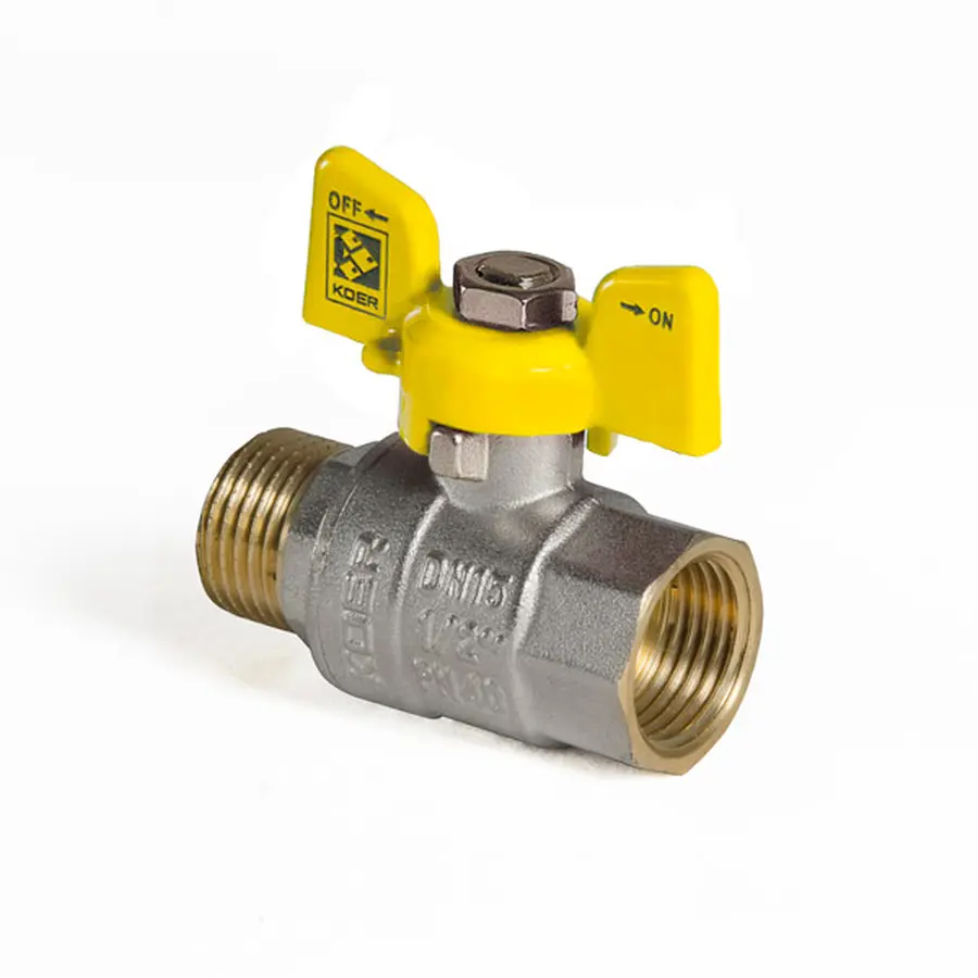 Кран кульовий KOER KR.218.G - 1/2" FM ГШМ YELLOW, ручка "метелик" жовта (KR0036)