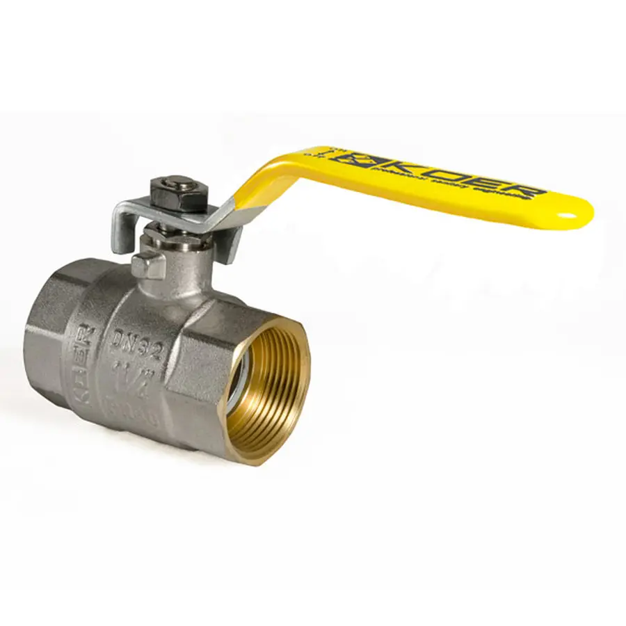 Кран кульовий KOER KR.214.G - 1 1/4" FF ГГВ YELLOW, ручка "важіль" жовта (KR0115)