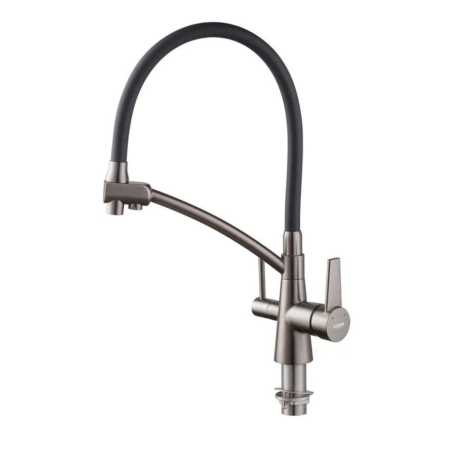 Кухонний змішувач з силік. виливом і вих. для питної води KOER KB-72003-07 (KR3377)