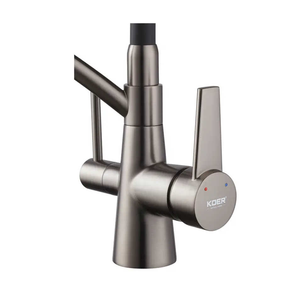 Кухонний змішувач з силік. виливом і вих. для питної води KOER KB-72003-07 (KR3377)