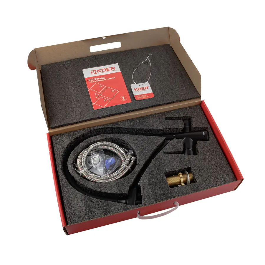 Кухонний змішувач з силік. виливом і вих. для питної води KOER KB-72003-05 (KR3376)