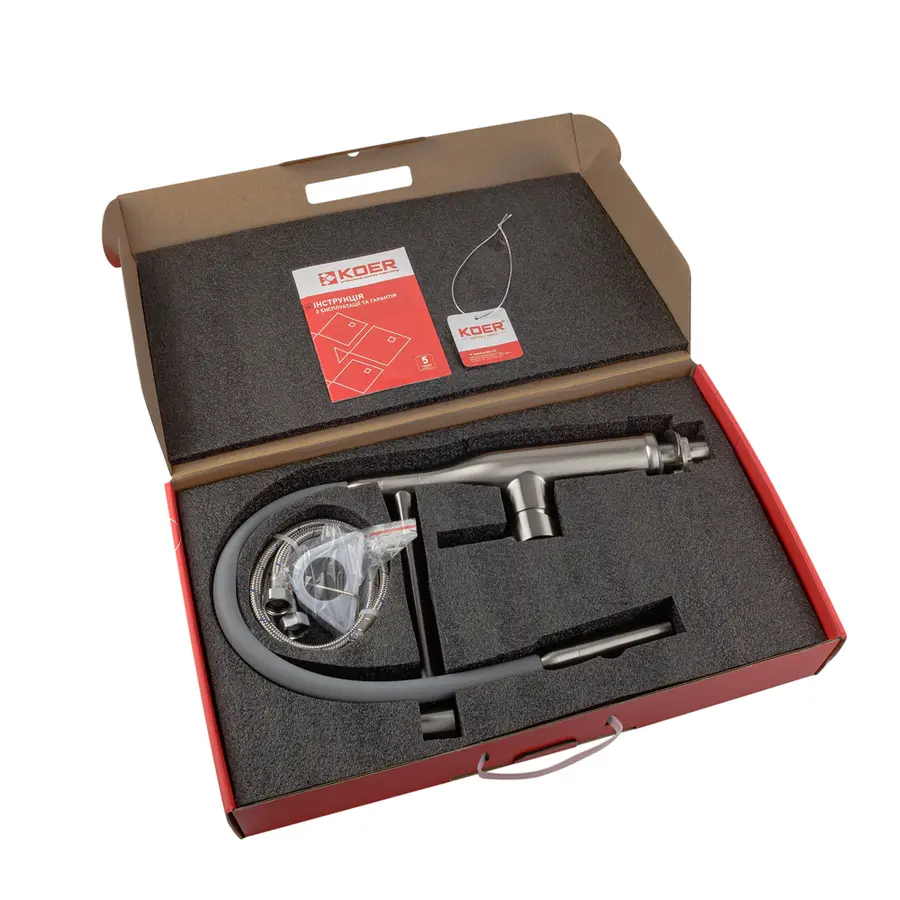 Кухонний змішувач з силіконовим виливом KOER KI-70005-02 (нерж. сталь) (KR3388)