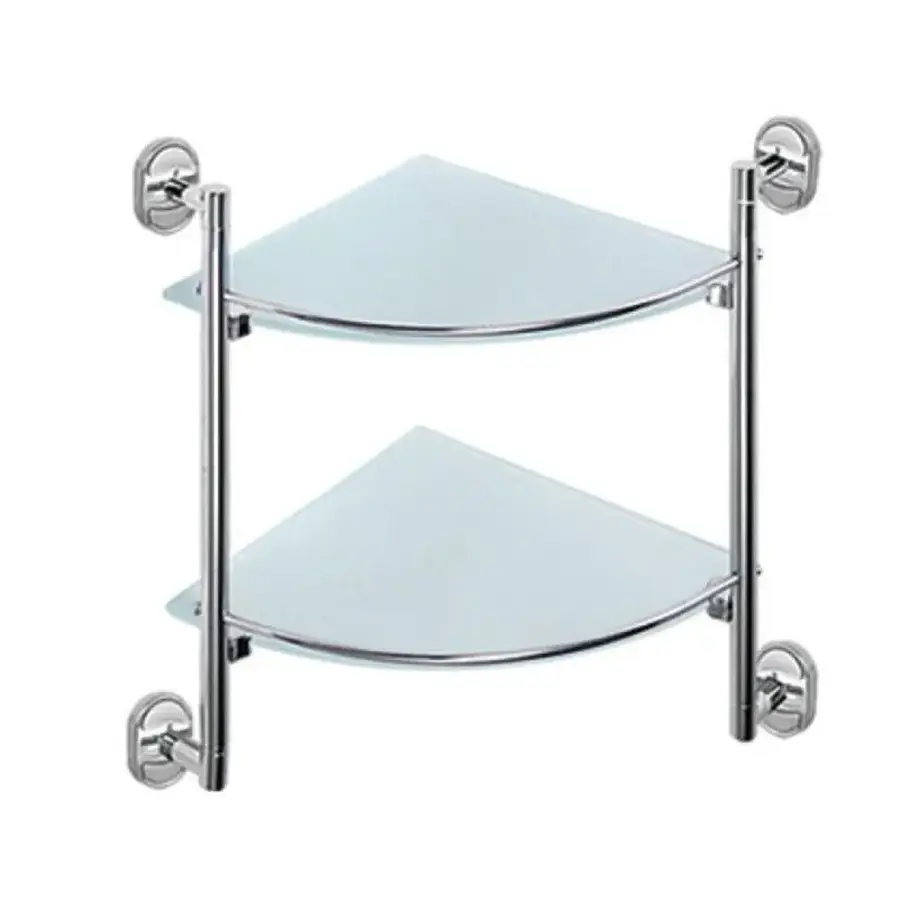 Полка угловая стеклянная двухъярусная Zerix Z1607-2 (ZX0534)