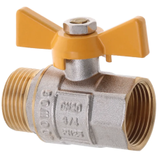 Кран кульовий Waterpro WP607-20FMW-Y - 3/4" FMW ГШМ YELLOW, ручка "метелик" жовта (WP2892)