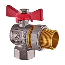 Кран з американкою кутовий, Waterpro WP400-20FMW-L - 3/4" ручка "метелик" червона (WP2896)