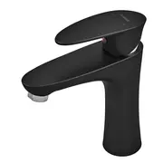 Змішувач для умивальника Plamix Cezar-001 SET Matte black (з підведенням) (PM0662)